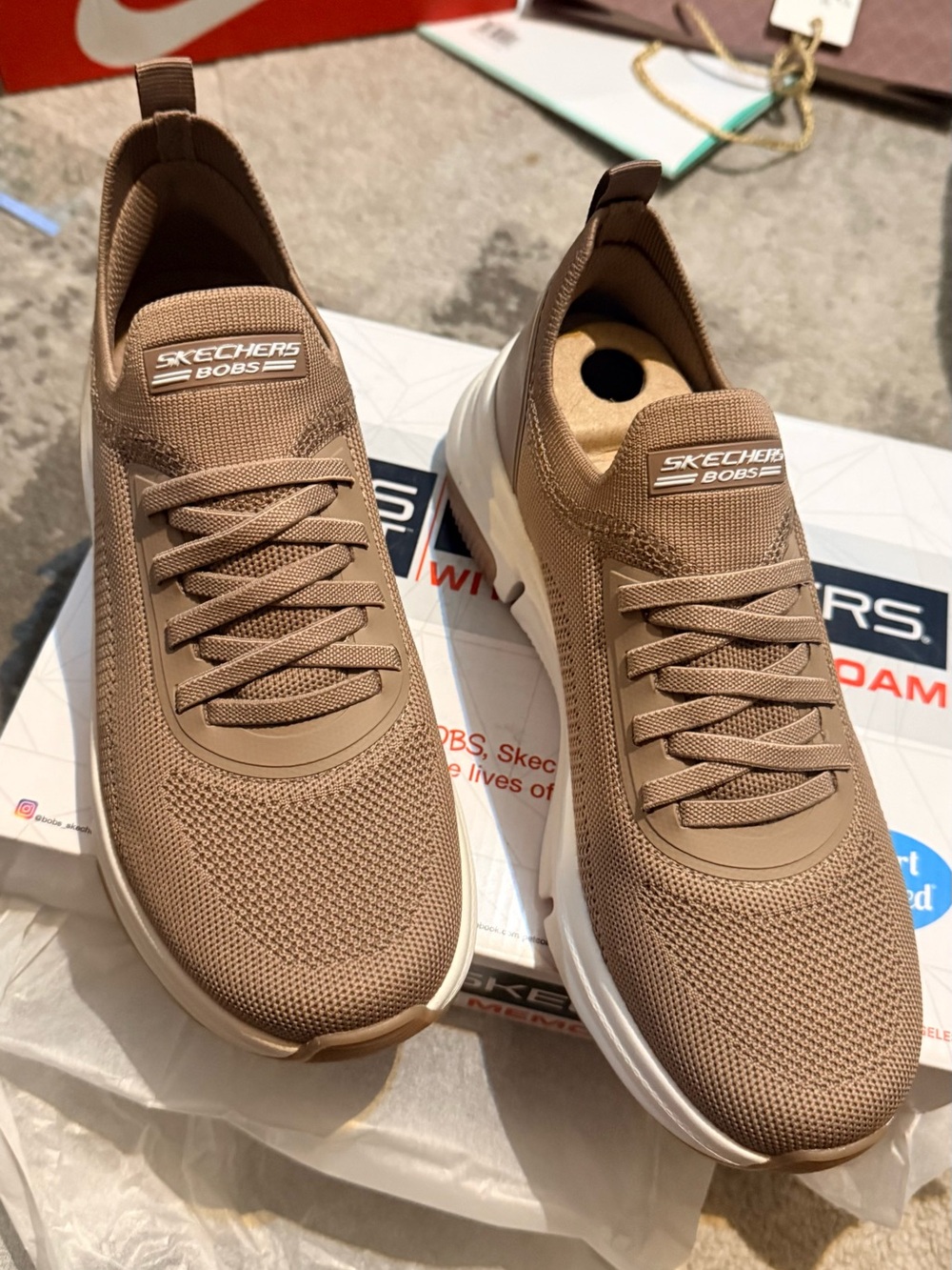 Skechers BOBS Men's Slip-On Knit Sneakers in Tan